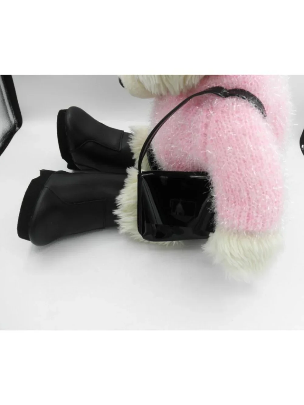 Build A Bear 20" Tan Bear Plush Pink Sparkle Sweater Black Skirt Boots and Purse - Picture 6 of 11
